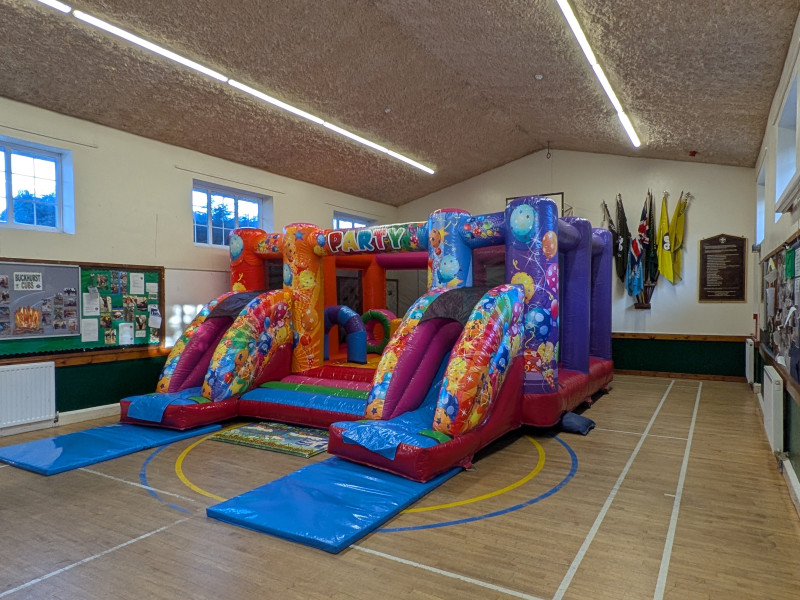 High ceiling accommodating bouncy castles
