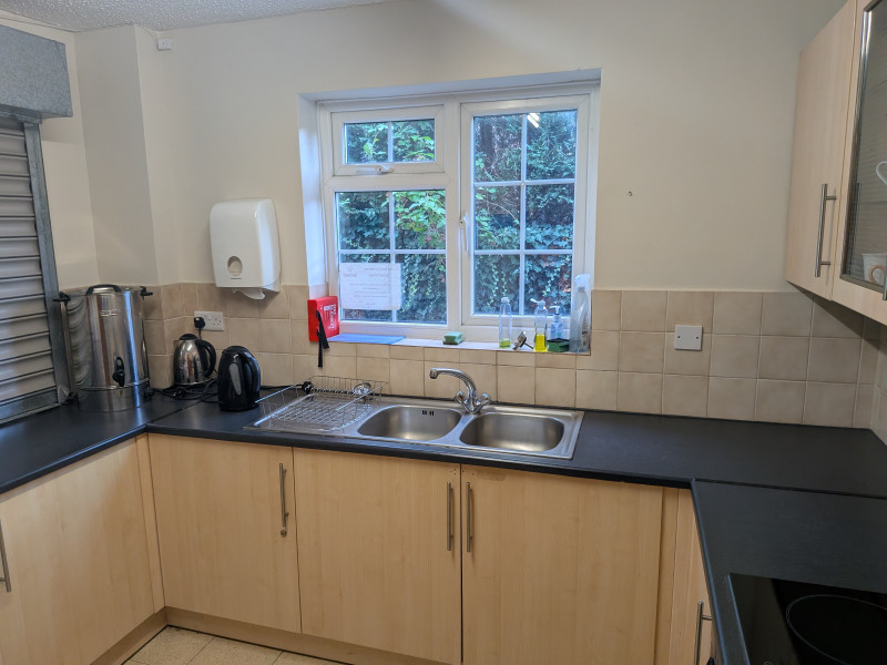 Kitchen with hatch to main hall