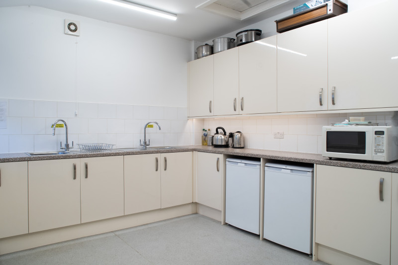 Kitchen, looking towards sinks