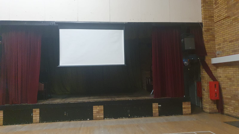 Stage with projector screen