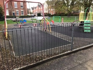 Play area in front of the hall