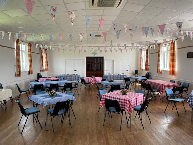 Main Hall Room set up for afternoon tea