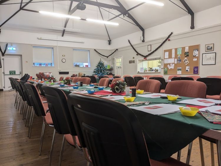 Main Hall set up for Christmas dinner