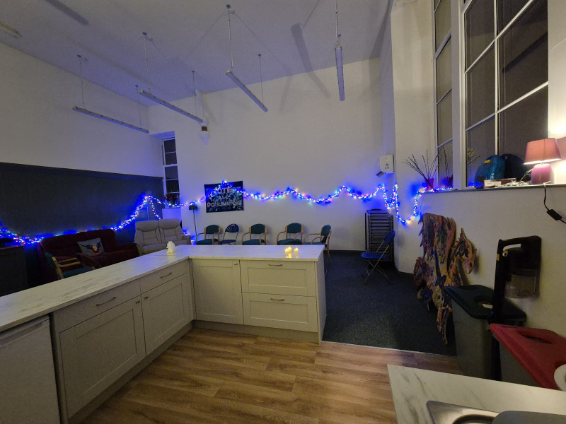 Evening song session in the kitchen area