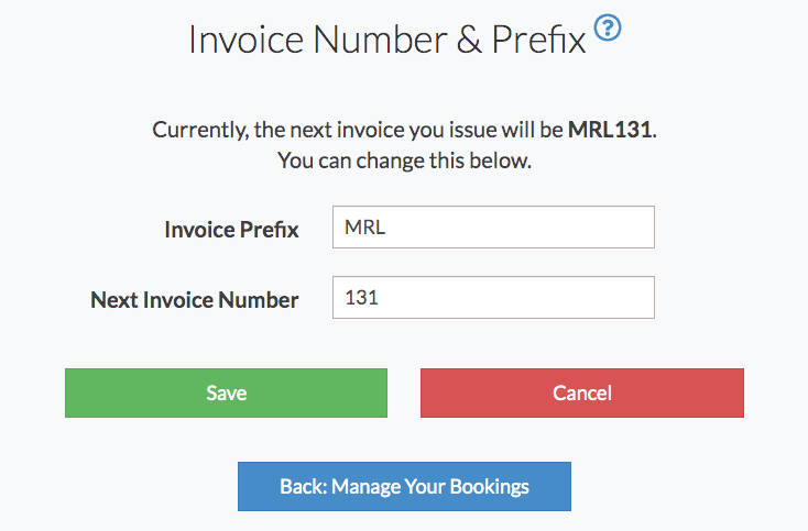 Invoice Number and Prefix Settings