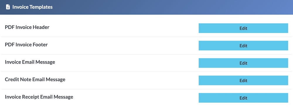 Invoice Settings