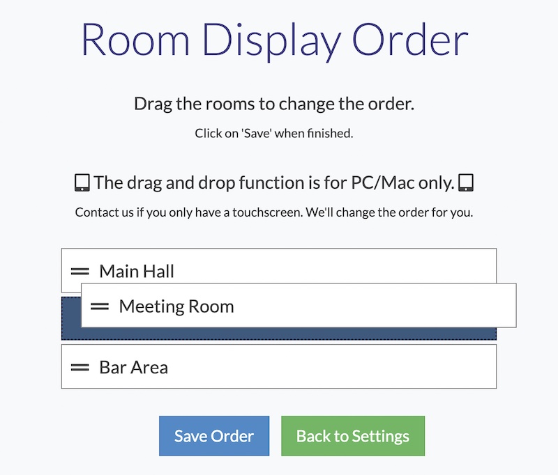 Change Room Order