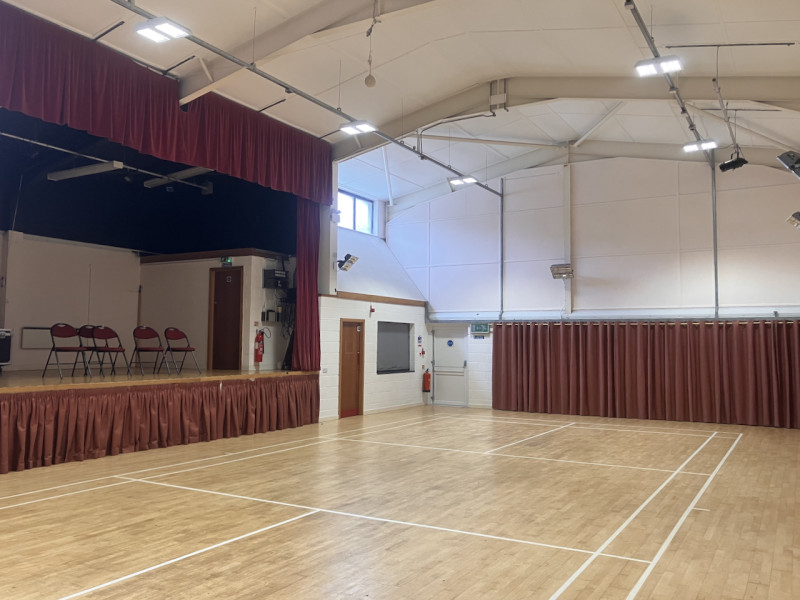 Main Hall with Kitchen hatch