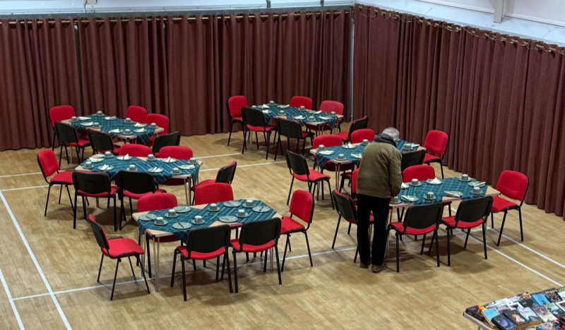 Main Hall set up with tables