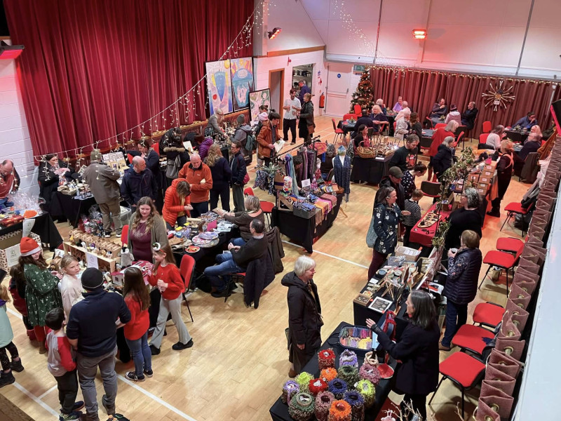 Main Hall set up for a Christmas Fair