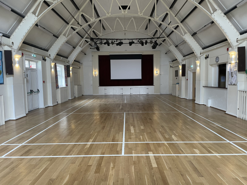 The Main Hall now has a 3 metre projector screen that can be used by hirers