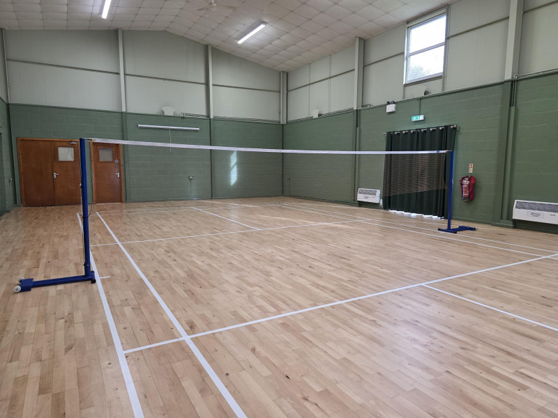 Hall set up for Badminton