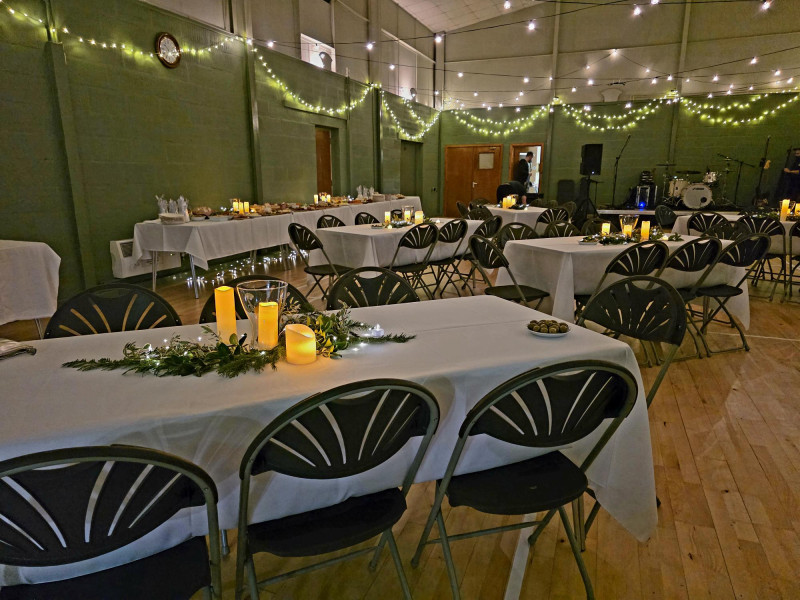 Hall staged for a private party