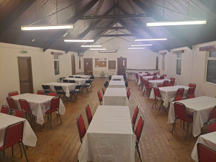 Hall setup for Pie & Pea Quiz Night