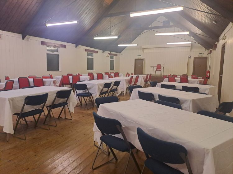 Hall setup for Pie & Pea Quiz Night