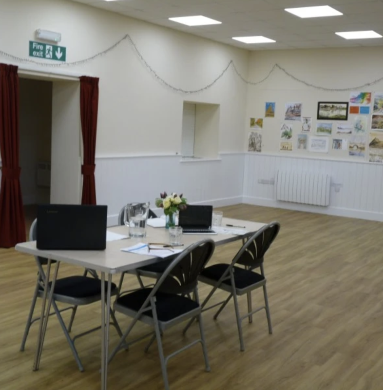 Main hall, showing example table and chairs
