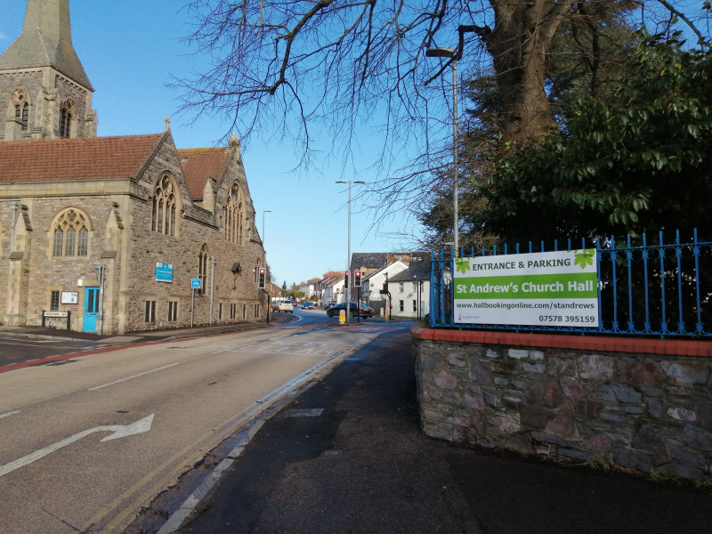 The hall is opposite the Church.