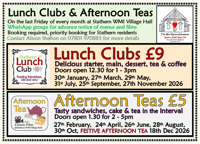 WMI Lunches and Teas 2026 dates