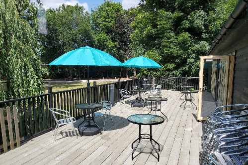 Decking with umbrellas