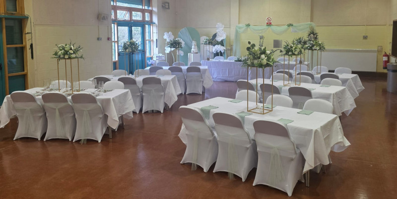 Wedding set up from stage end