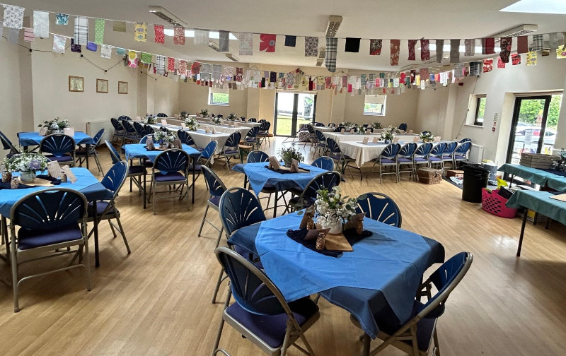 Hall set for a wedding