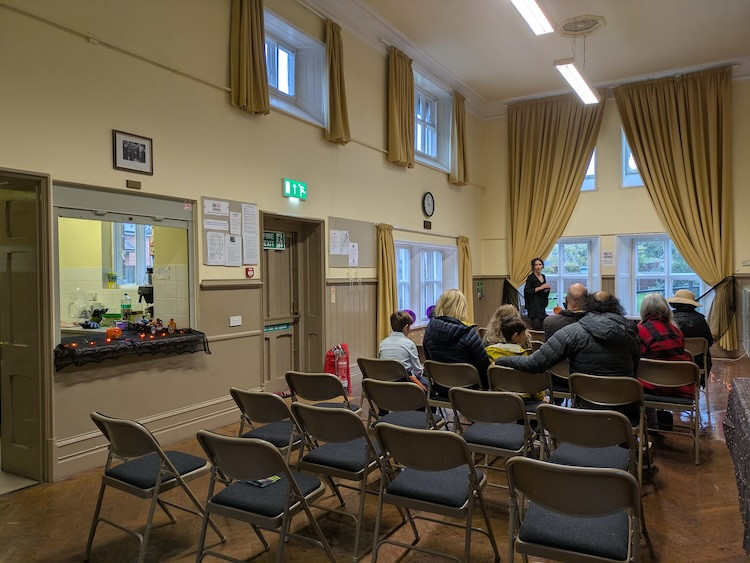Main room set up for a small concert