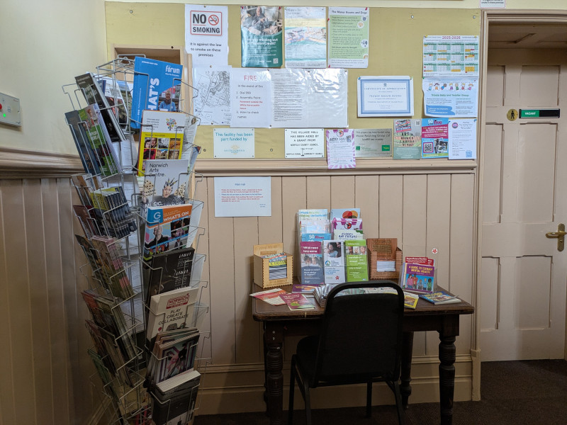 Information rack in lobby