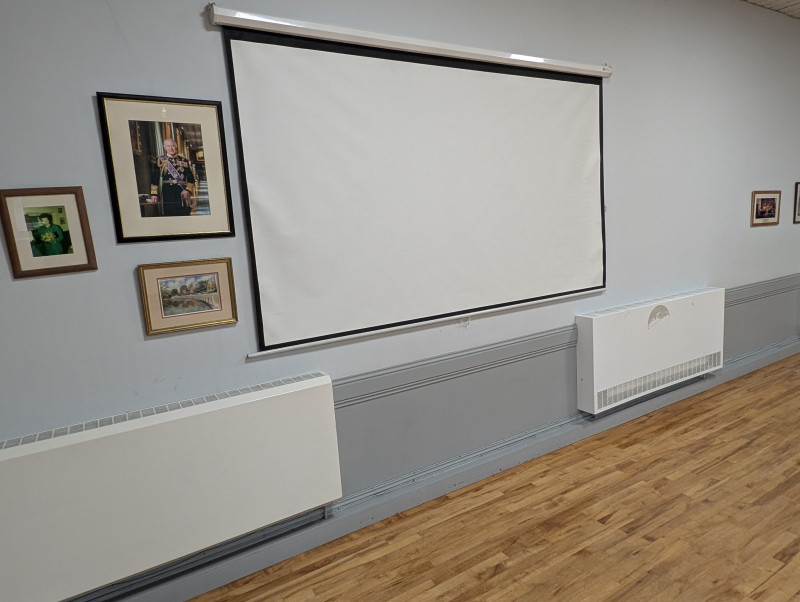 Projector screen in main hall